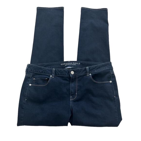 American Eagle Jeans Dark Wash Super Stretch Straight Leg Denim Size 16 Long - Picture 11 of 11